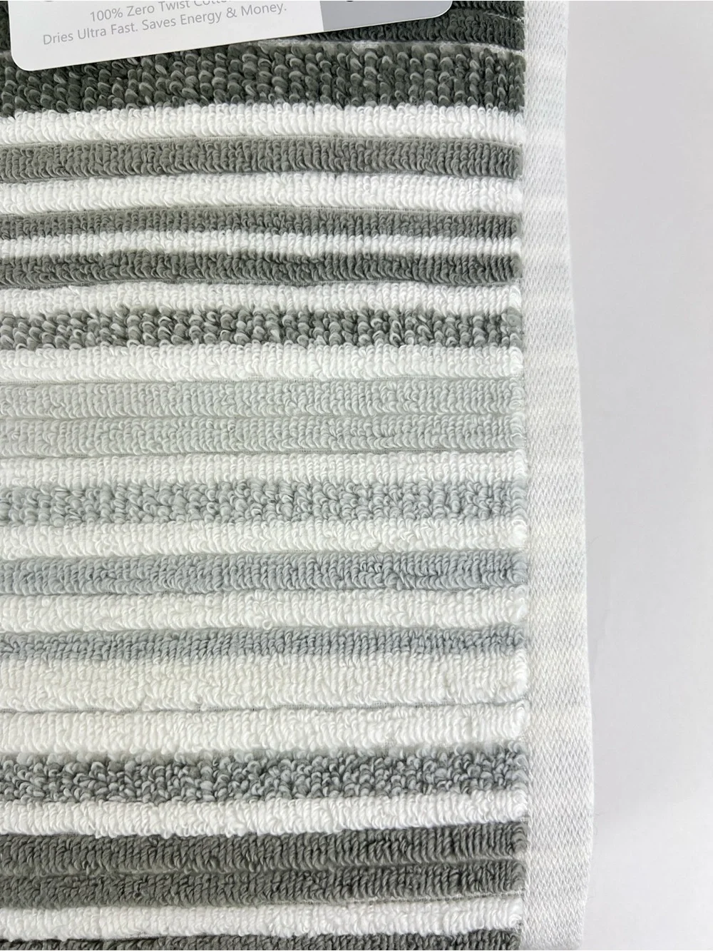 Casaba Bath Towels Striped Gray White Black Quick Dry Soft 100% Cotton 2 Pc NEW